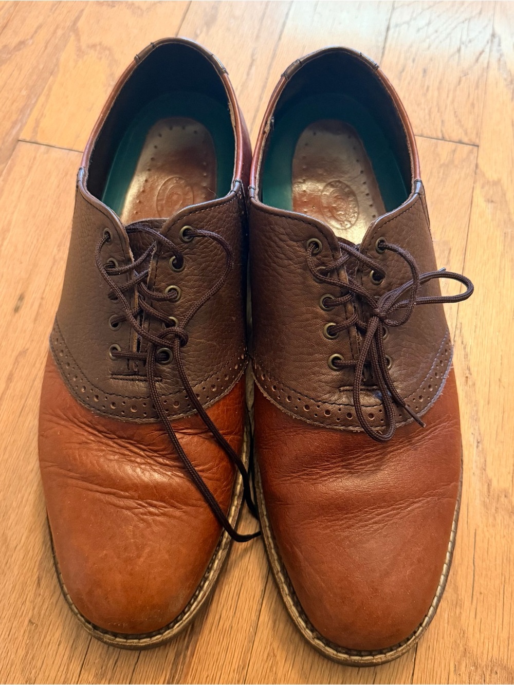 H.S. Trask Shoes Mens Size 10.5W Oxfords Saddle 2 Tone Bison Leather Brown